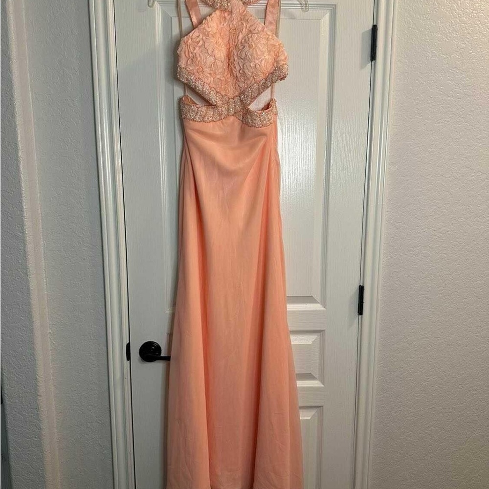 Elegant Peach Beaded Gown